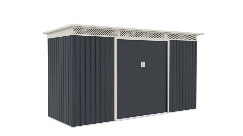 Vrtna kovinska hiška-uta-lopa 4,82 m² - 3,4 m x 1,42 m - ANTRAZIT