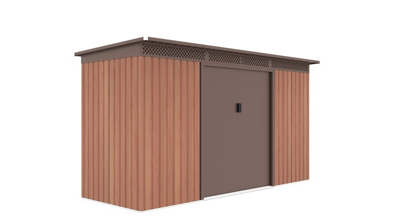 Vrtna kovinska hiška-uta-lopa 4,82 m² - 3,4 m x 1,42 m - RJAVA