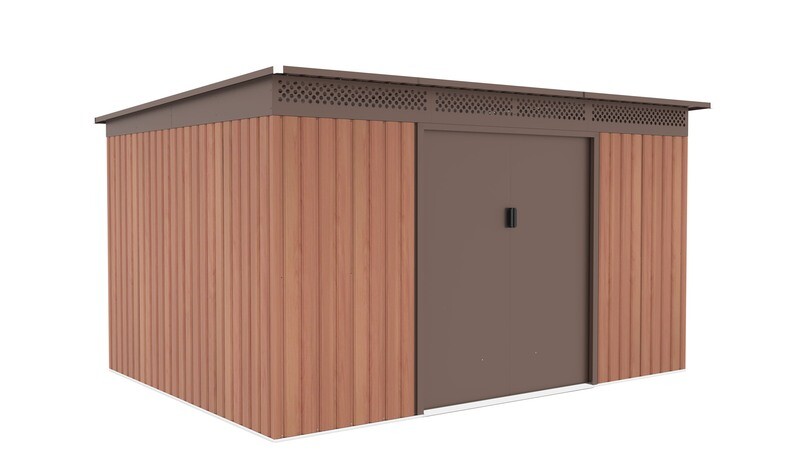Vrtna kovinska hiška-uta-lopa 9,15 m² - 3,4 m x 2,69 m – RJAVA