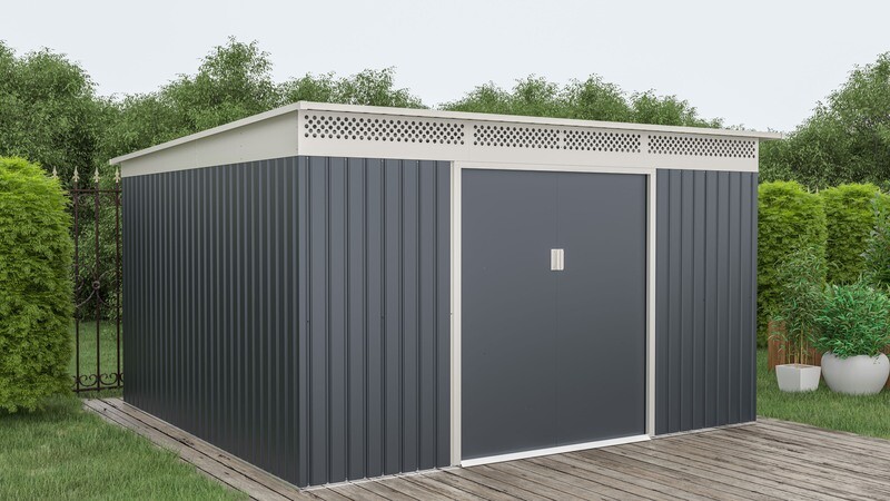 Vrtna kovinska hiška-uta-lopa 11,32 m² - 3,4 m x 3,3 m – ANTRAZIT
