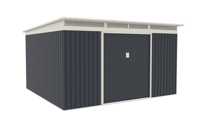 Vrtna kovinska hiška-uta-lopa 11,32 m² - 3,4 m x 3,3 m – ANTRAZIT
