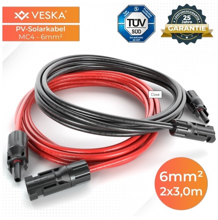Set solarnih kablov - Ø 6mm - 3m