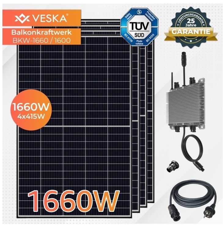 DOMAČA BALKONSKA SOLARNA ELEKTRARNA – BALKON/GARAŽA/NA PROSTEM BKW1660/1600W - Wifi