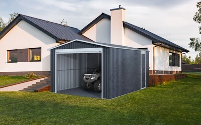 Kovinska hiška-garaža-uta-lopa Portland, 338 x 448 cm, antracit