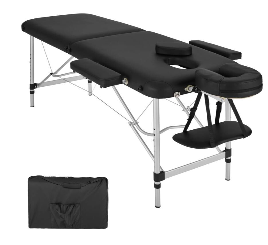 4 cm oblazinjena masažna miza z 2 območjema - ALU - bež-črna-bela, Barva: Črna