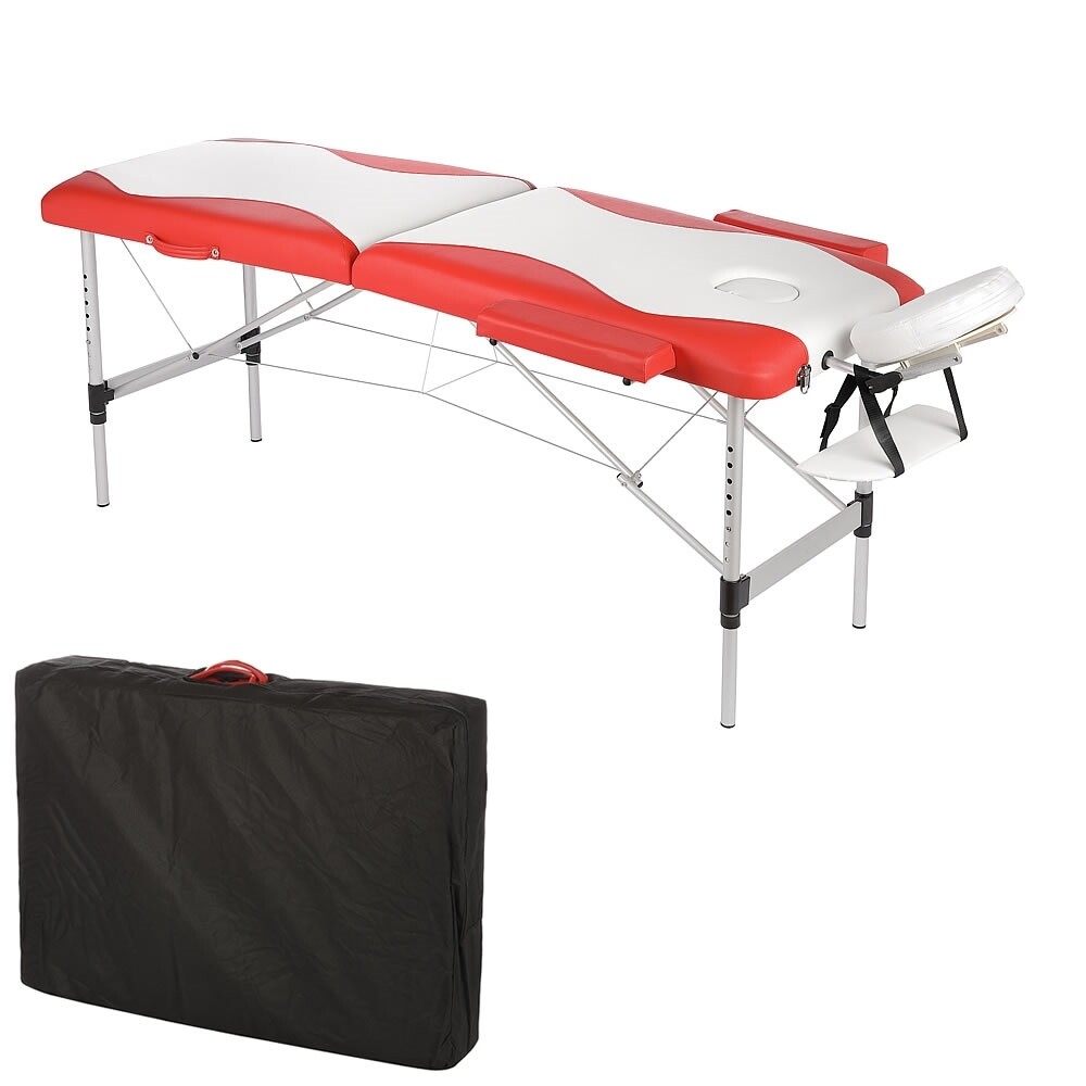 2-predelna masažna miza - ALU - bela/rdeča
