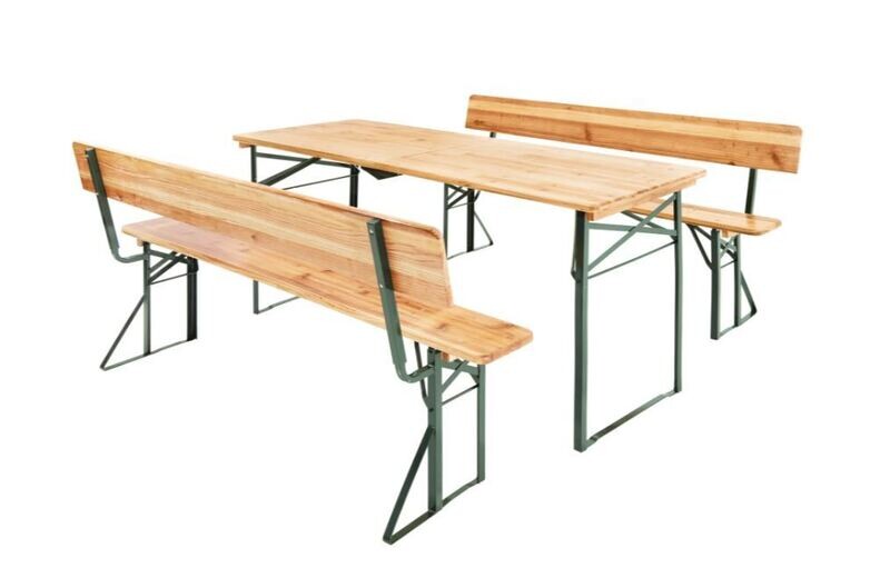 Komplet mize in klopi s hrbtnim naslonjalom - 176 cm