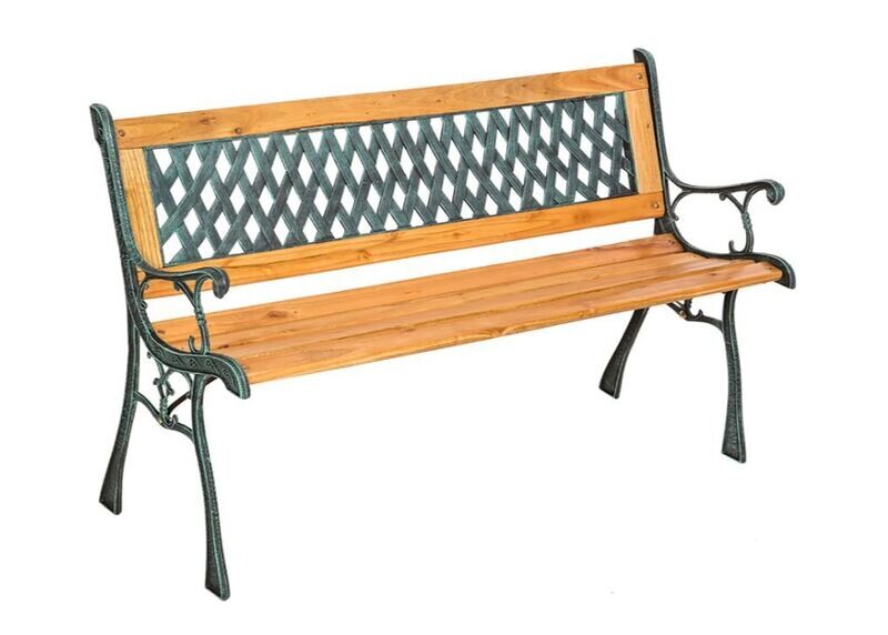Vrtna klop za dve osebi iz lesa in litega železa 128 x 51 x 73 cm - Tami