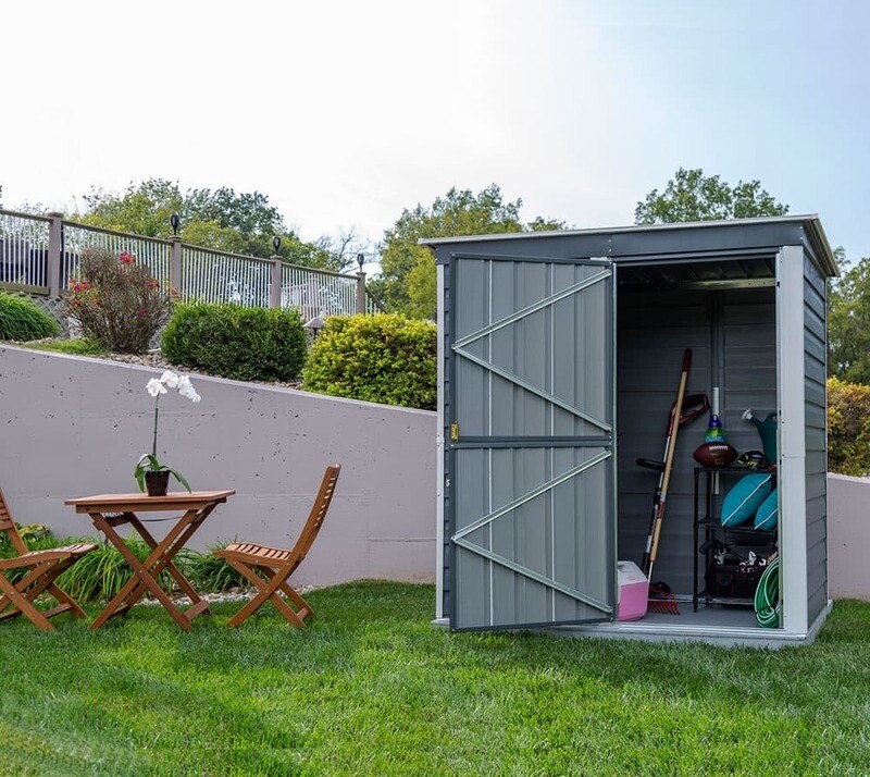Kovinska vrtna hiška-uta-lopa 2,35 m² - 1,16m x 2,03m - SIVO-BELA