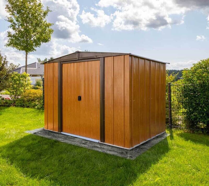 Kovinska vrtna hiška-uta-lopa 4,5 m² - 1,81m x 2,53m - RJAVA-VIDEZ LESA