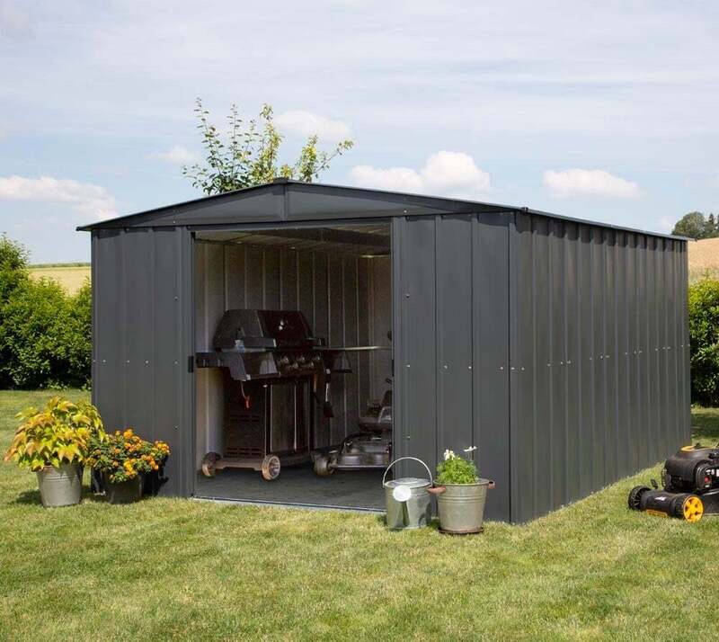 Kovinska vrtna hiška-lopa-uta 11,5 m² - 3,70m  x 3,13m - TEMNO SIVA