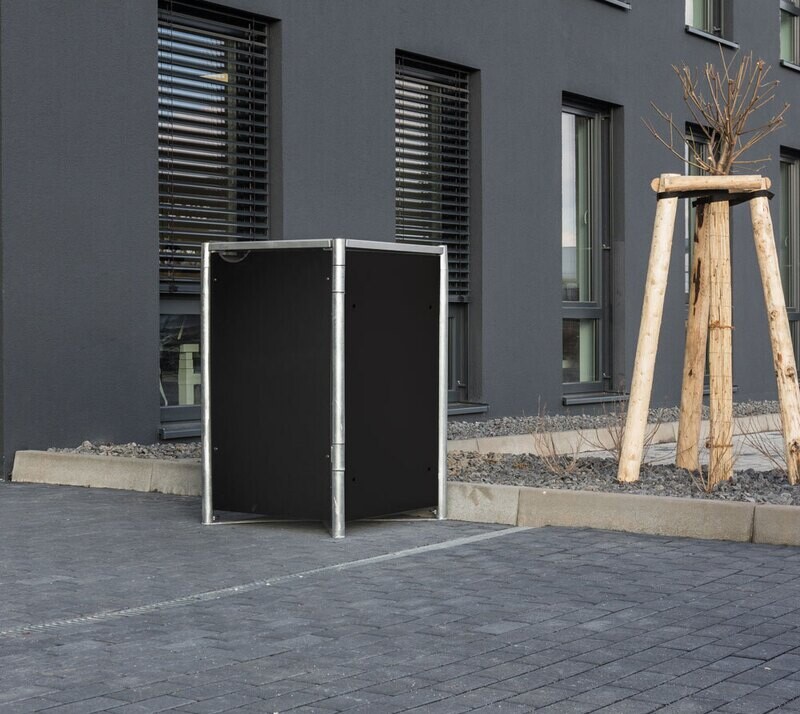 Kovinski boks za smetnjak - 140 litrov - 64 x 61 x 115 cm - ČRNA