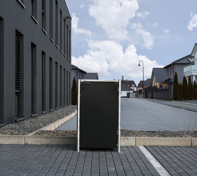 Kovinski boks za smetnjak - 240 litrov - 81 x 70 x 115 cm - ČRNA