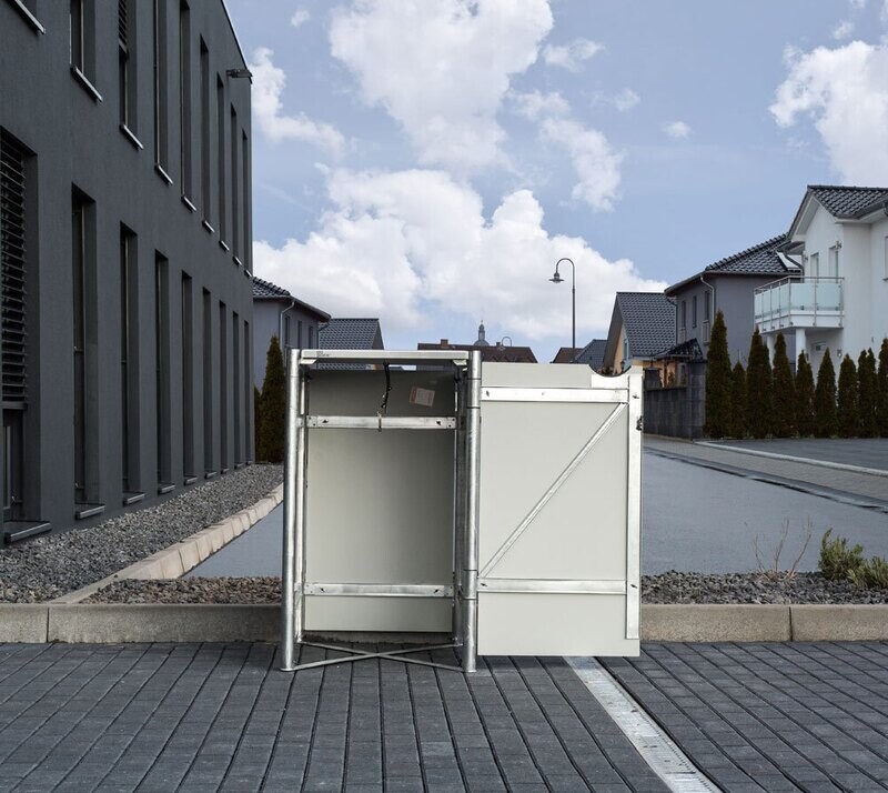 Kovinski boks za smetnjak - 240 litrov - 81 x 70 x 115 cm - SIVA