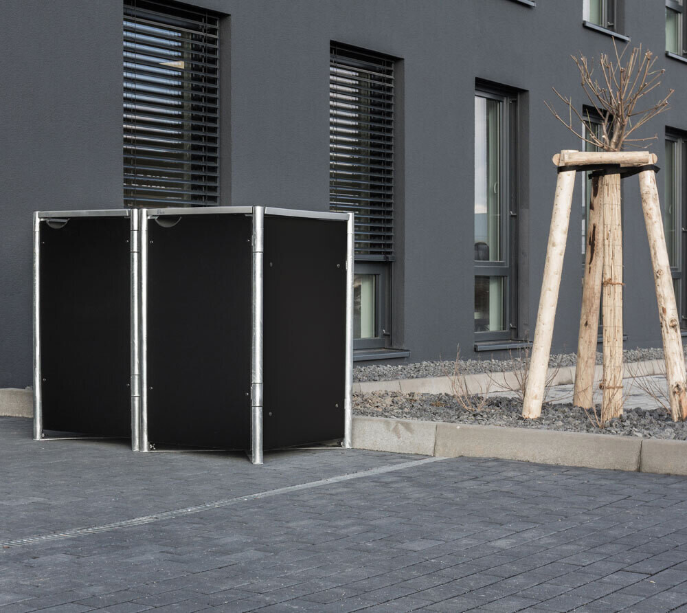 2 kovinska boksa za smetnjak - 120 litrov - 64 x 121 x 115 cm - ČRNA