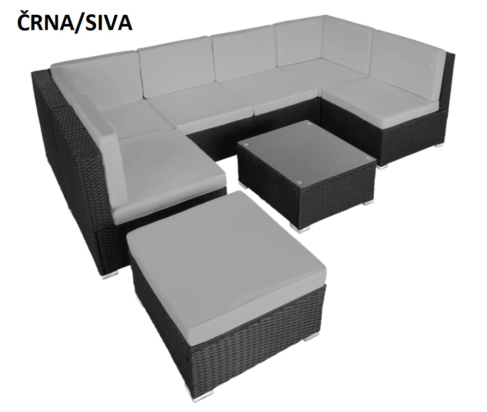 Sedežna garnitura Verona - več barv, Barva: Črna/siva