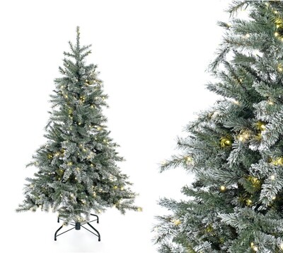Umetno božično drevo z LED lučkami - videz smreke in umetnega snega - 150 cm