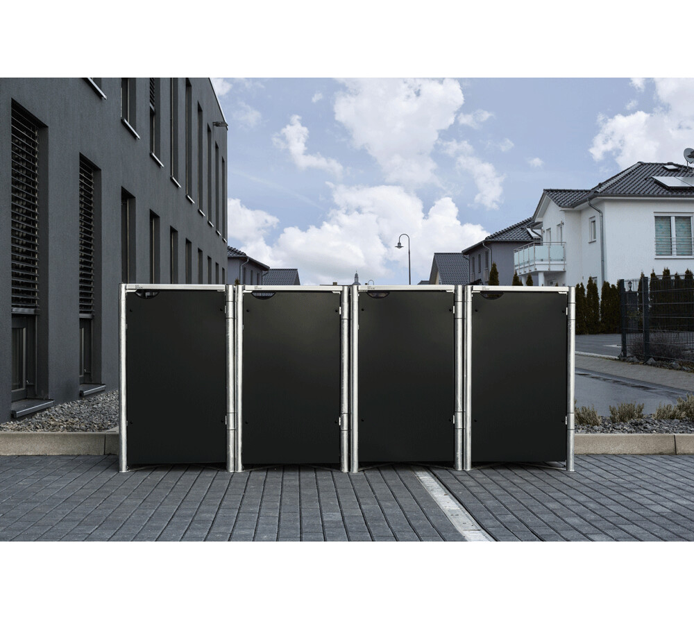 4 kovinski boksi za smetnjak - 120 litrov - 64 x 242 x 115 cm - ČRNA