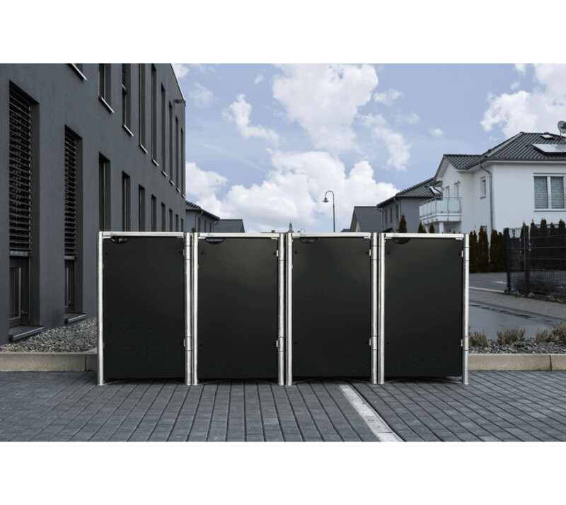 4 kovinski boksi za smetnjak - 120 litrov - 64 x 242 x 115 cm - ČRNA