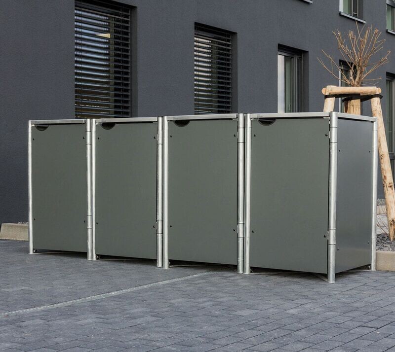 4 kovinski boksi za smetnjak - 240 litrov - 81 x 279 x 115 cm - SIVA