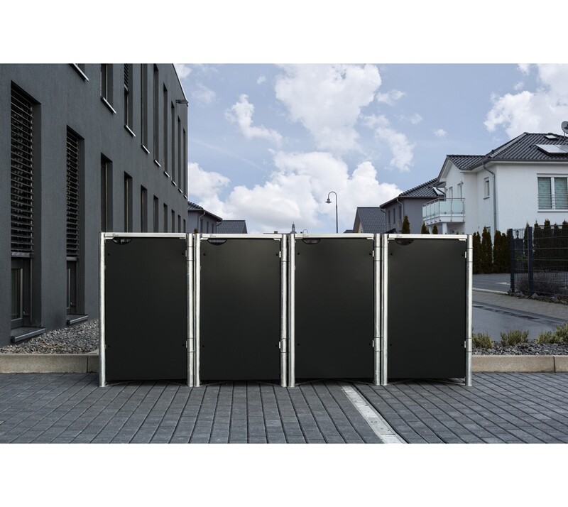 4 kovinski boksi za smetnjak - 240 litrov - 81 x 279 x 115 cm - ČRNA