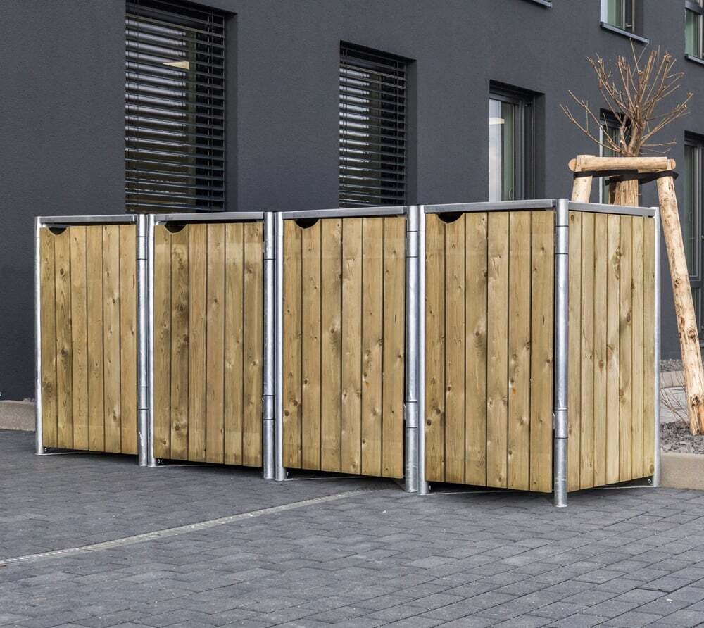 4 leseni boksi za smetnjak - 240 litrov - 81 x 279 x 115 cm