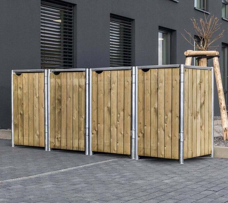 4 leseni boksi za smetnjak - 240 litrov - 81 x 279 x 115 cm