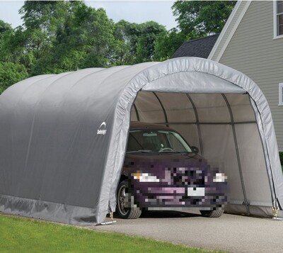 Garažni/skladiščni šotor 22,57 m² - 6,1 x 3,7 x 2,4 m - SIVA