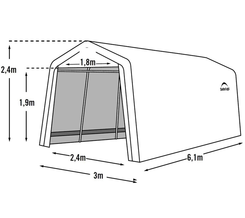 Garažni/skladiščni šotor 18,3 m² - 6,1 x 3,0 x 2,4 m - SIVA