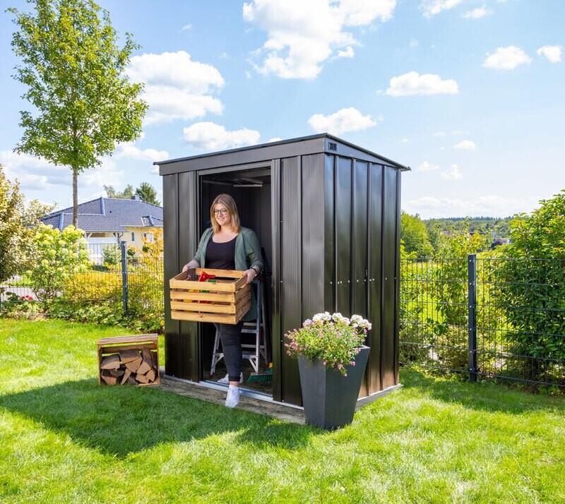 Kovinska vrtna hiška-uta-lopa 3,02 m² - 1,19m x 2,54m - ČRNA