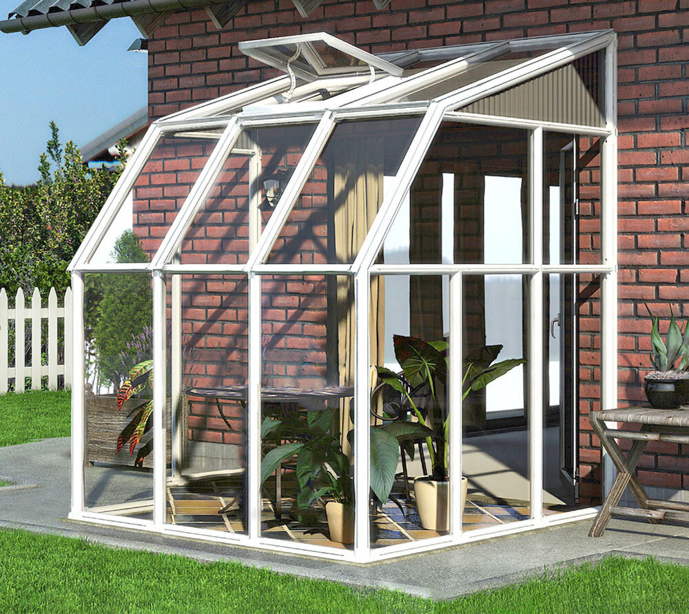 Zidni rastlinjak 4 m² - 2,0 x 2,01 x 2,47 m - BELA
