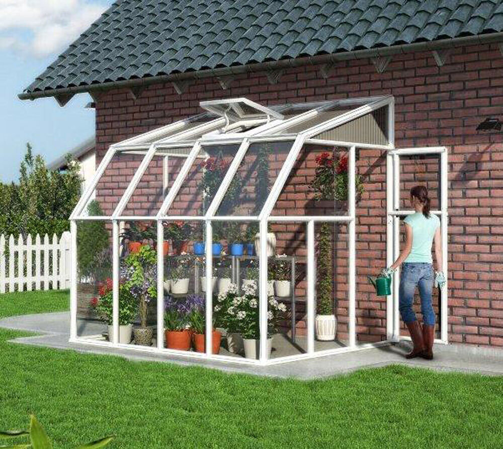 Zidni rastlinjak 8 m² - 3,86 x 2,01 x 2,47 m - BELA