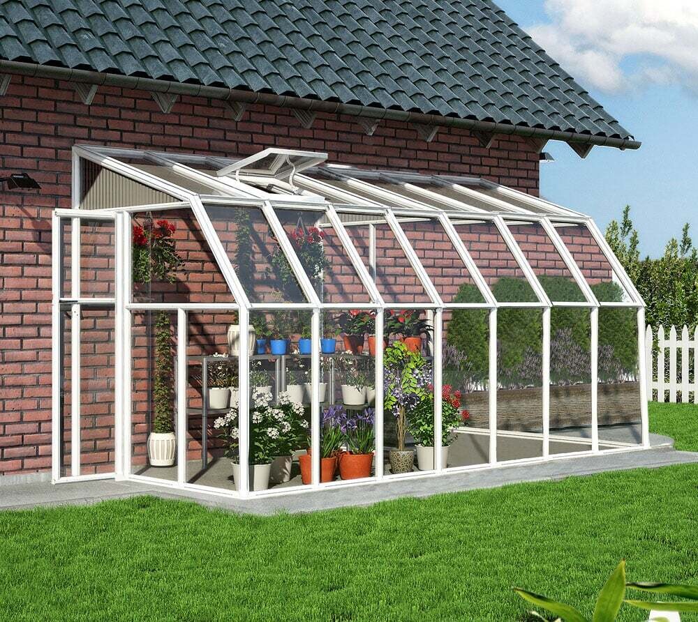 Zidni rastlinjak 9 m² - 4,48 x 2,01 x 2,47 m - BELA