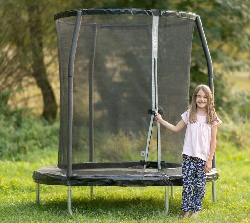 Trampolin z varnostno mrežo - 244 x 244 x 205 cm - ČRNA