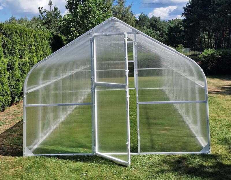Polikarbonat rastlinjak POMIDOR PREMIUM PLUS - 3 m x 4/6 m - BELA KONSTRUKCIJA