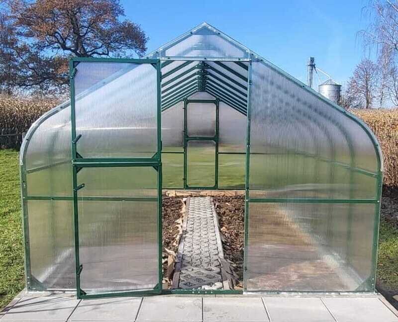 Polikarbonat rastlinjak POMIDOR PREMIUM PLUS - 3 m x 4/6 m - ZELENA KONSTRUKCIJA