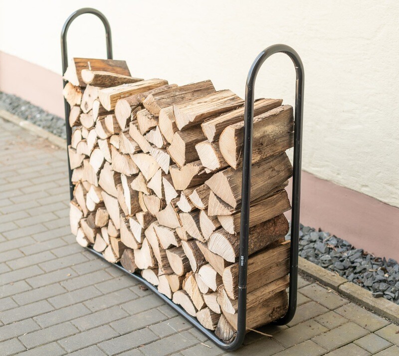 Jekleno stojalo za drva - 25 x 122 x 104 cm - ČRNA