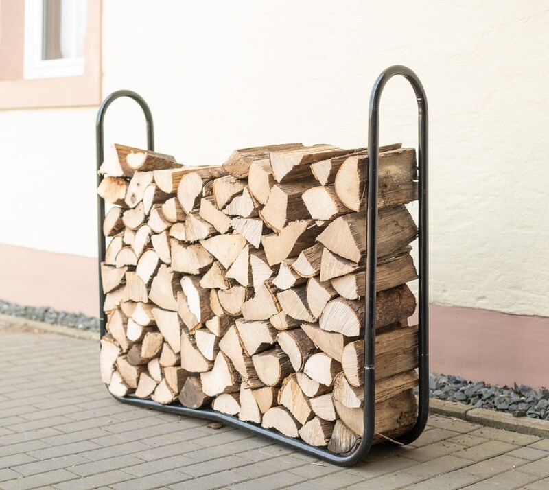 Jekleno stojalo za drva - 25 x 122 x 104 cm - ČRNA
