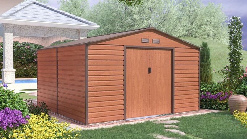 ​Vrtna kovinska hiška-uta-lopa 10,18 m² – 3,3 m x 3,1 m - RJAVA