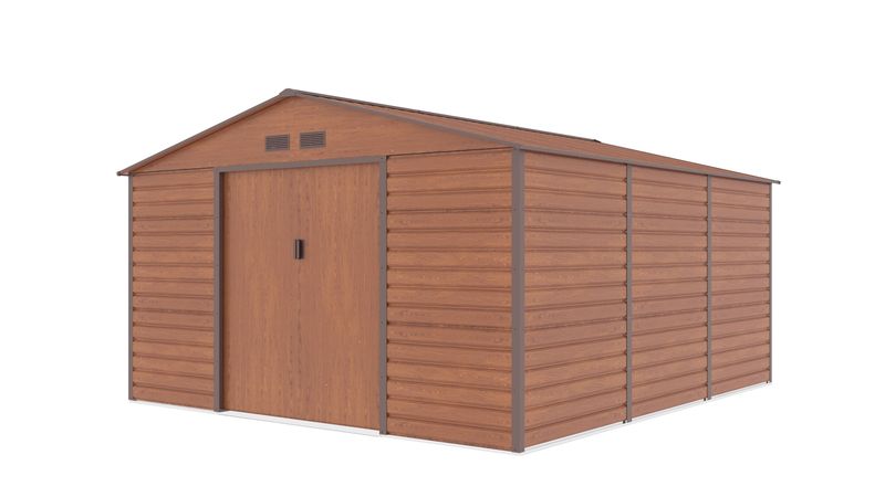 Vrtna kovinska hiška-uta-lopa 12,9 m² – 3,4 m x 3,8 m - RJAVA