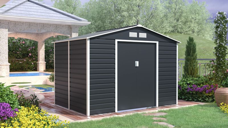 Vrtna kovinska hiška-uta-lopa 4,84 m² - 2,7 m x 1,8 m - ANTRAZIT