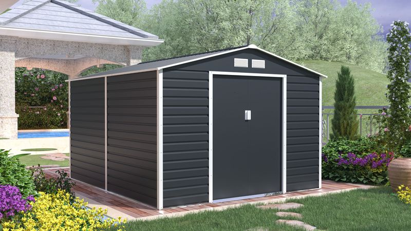 ​Vrtna kovinska hiška-uta-lopa 8,25 m² - 2,7 m x 3,1 m - ANTRAZIT