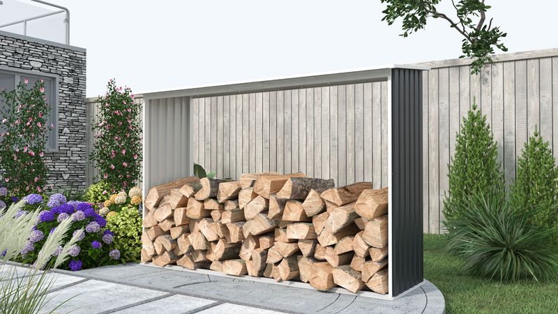 Stojalo za drva G21 WOH 181 - 242 x 75 cm, ANTRACIT