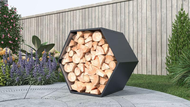 Stojalo za drva G21 HEX 53 - 92 x 60 cm, ANTRACIT
