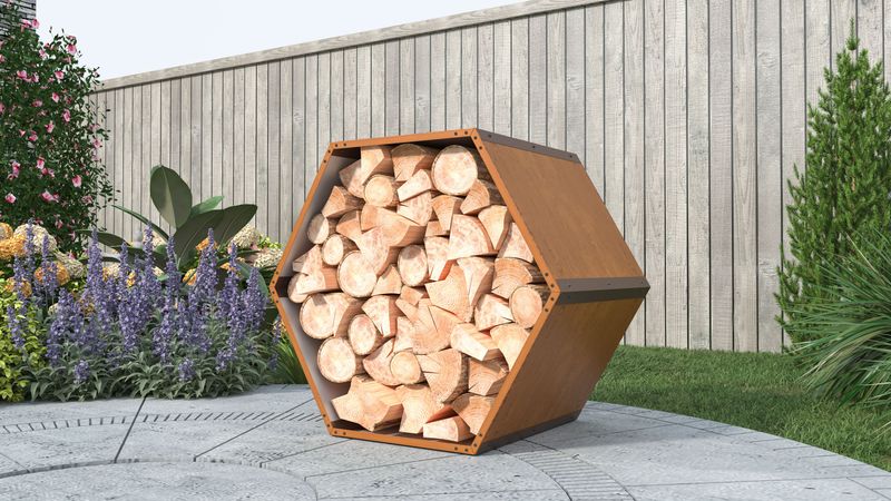 Stojalo za drva G21 HEX 53 - 92 x 60 cm, RJAVA