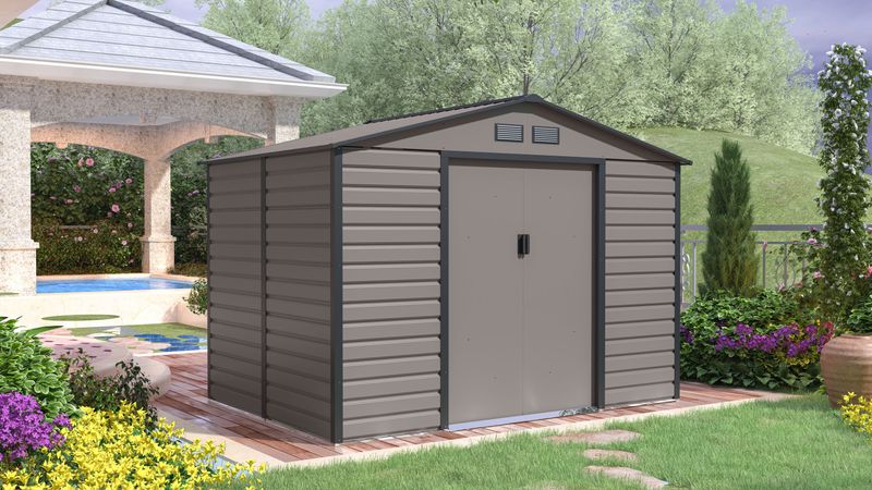 Vrtna kovinska hiška-uta-lopa 4,84 m²  - 2,7 m x 1,8 m - SIVA