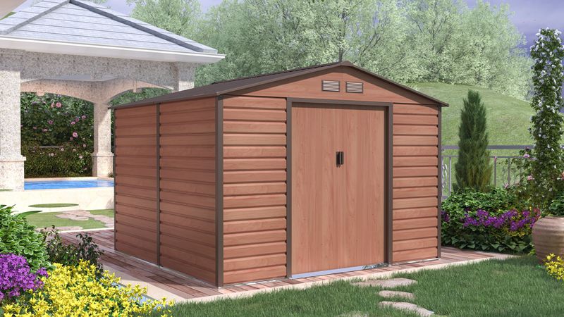 ​Vrtna kovinska hiška-uta-lopa 6,54 m² - 2,7 m x 2,5 m - RJAVA