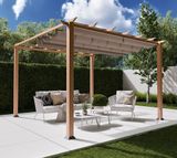 Aluminijasta pergola Florida | Videz lesa svetlo rjav | 350x350x235 cm