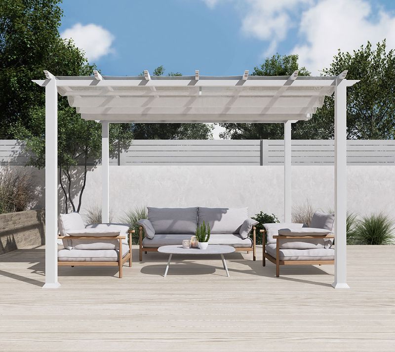 Aluminijasta pergola Florida | Bela | 350x350x235 cm