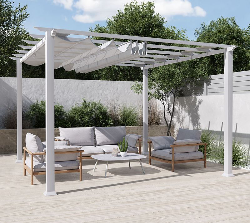 Aluminijasta pergola Florida | Bela | 350x350x235 cm